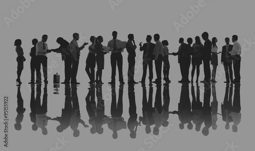 Silhouettes of Business People Working Concept