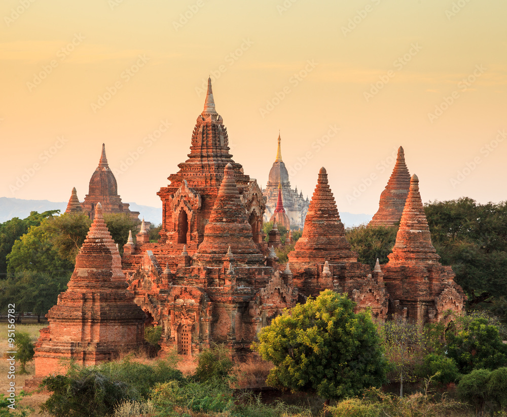 The Temples of Bagan at sunset, Bagan, Myanmar