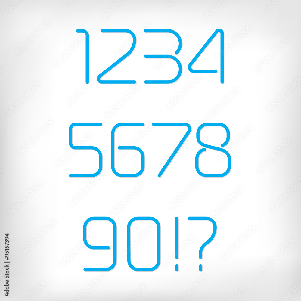 Modern minimal rounded font alphabet numbers set. Modern minimal rounded font alphabet numbers set.