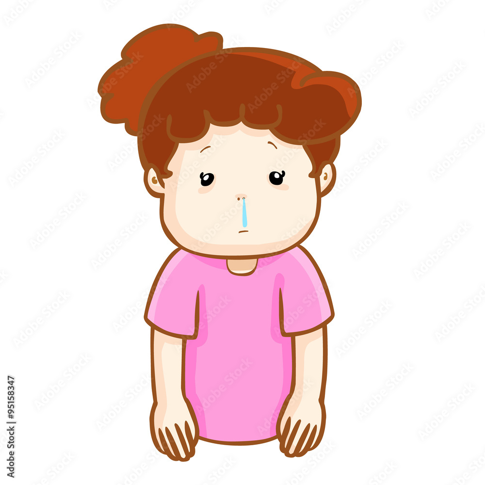 ill woman runny nose cartoon vector ill woman runny nose cartoon vector
