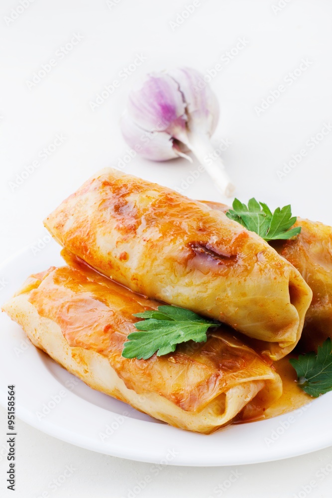 stuffed cabbage on a white background stuffed cabbage on a white background