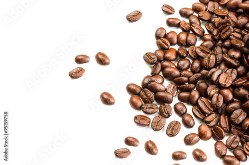 coffee bean on the white background.