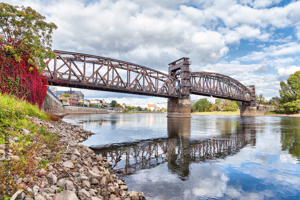 Old railroad bridge in Magdeburg Old railroad bridge in Magdeburg