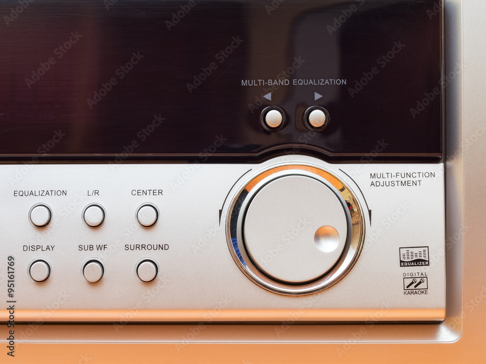 View on the front panel of equalizer with some controls View on the front panel of equalizer with some controls