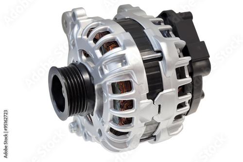 Alternator. Image of car alternator isolated on white. Clipping path included. photo