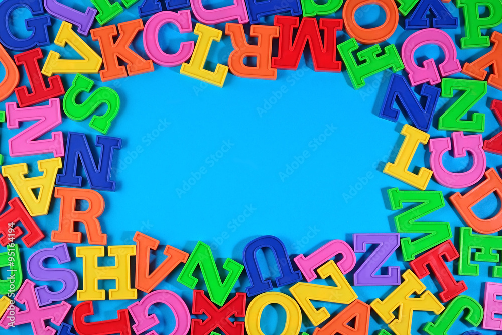 Frame of plastic colorful alphabet letters Frame of plastic colorful alphabet letters