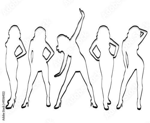 Unusual silhouettes of girls .