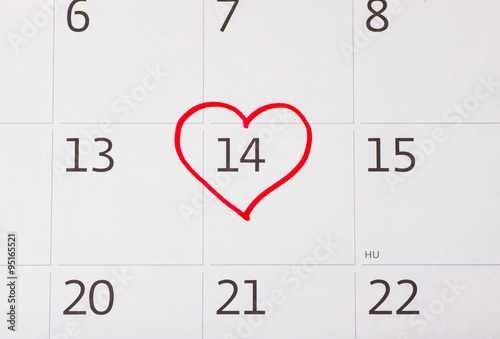 February 14, 2015 on the calendar, Valentine's day