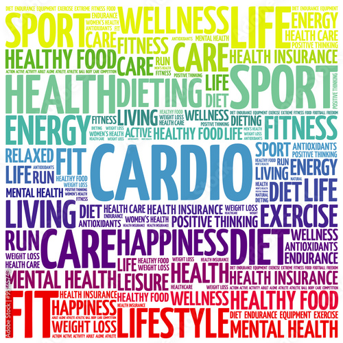 CARDIO word cloud background, health concept
