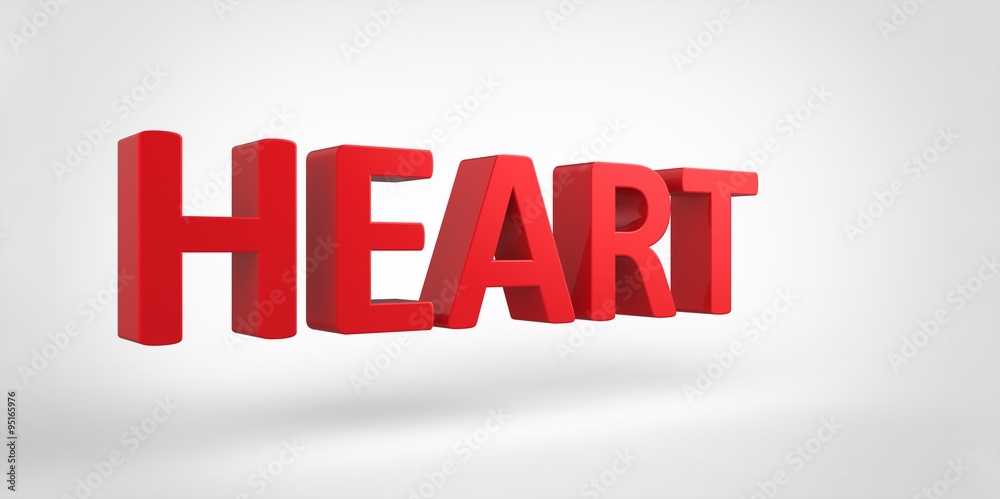Hearts 3D red text on white gray background Hearts 3D red text on white gray background