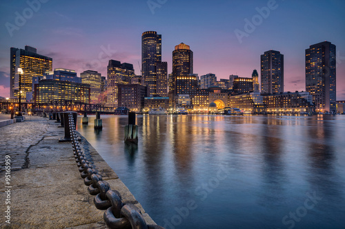 Print op canvas Boston waterfront and harbor