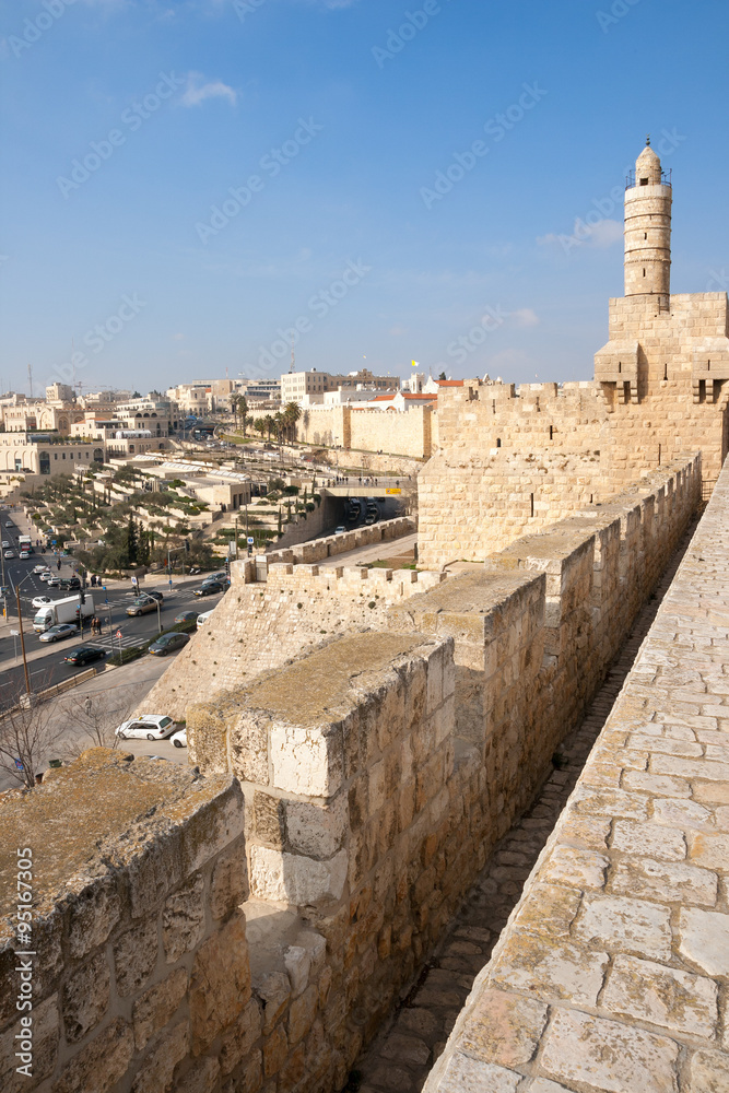 View from the old city wall of Jerusalem