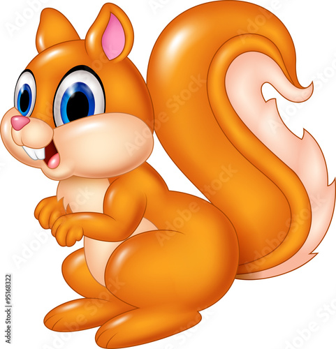 Cartoon funny squirrel isolated on white background