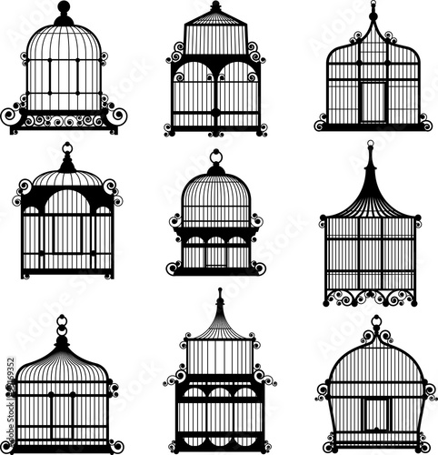 set of 9 vintage birdcages