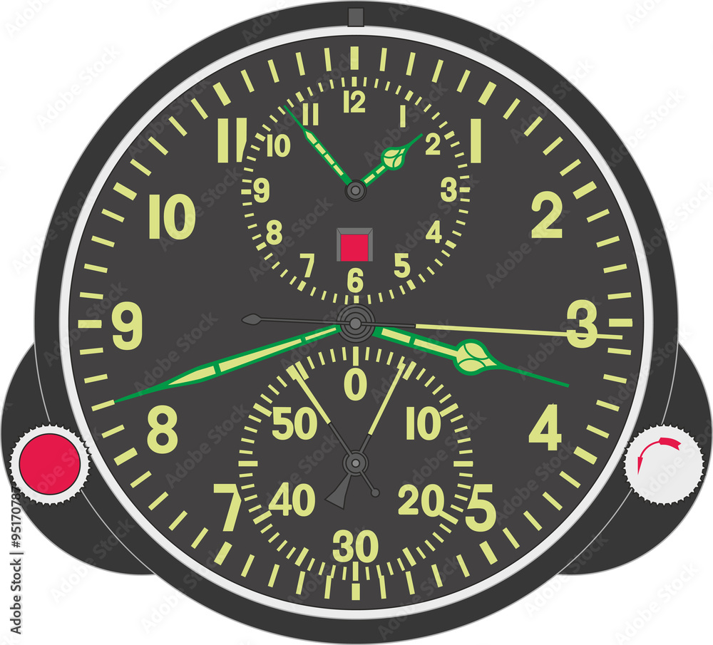 Black watch with phosphoric arrows on a white background. Black watch with phosphoric arrows on a white background.
