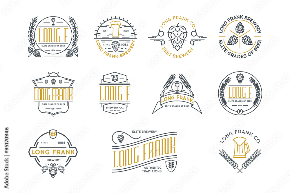 Retro vintage beer labels and logo templates. Stock vector.