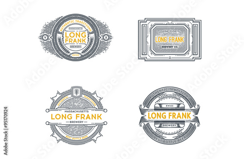 Set of Retro Vintage Beer Badges, Labels, Logos. Stock vector.