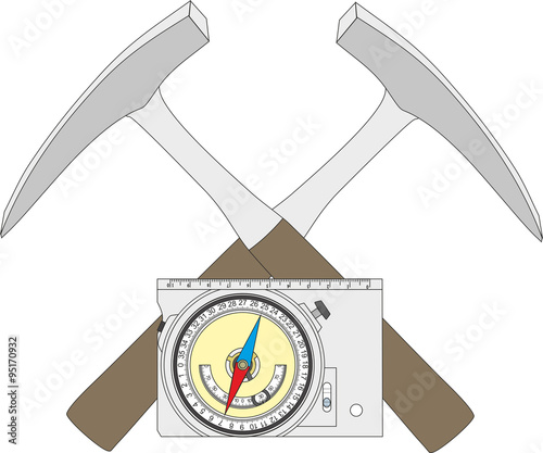 Geological compass and geological hammers.