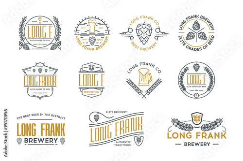 Line beer retro labels and logo templates. Stock vector.