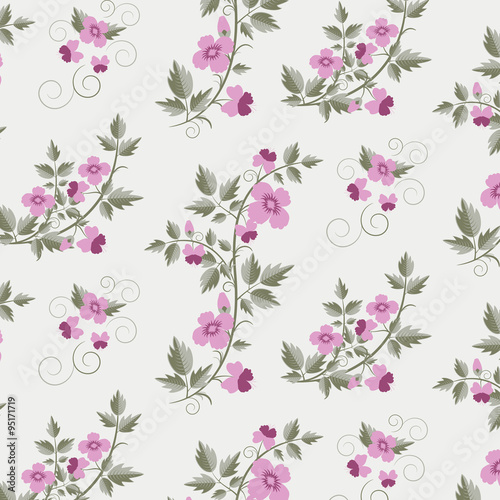 Vector retro floral pattern with flowers