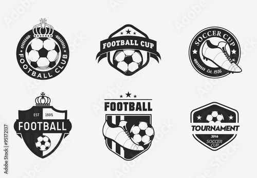 Set of vintage color football soccer championship logos