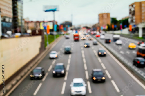Defocused cars in city traffic