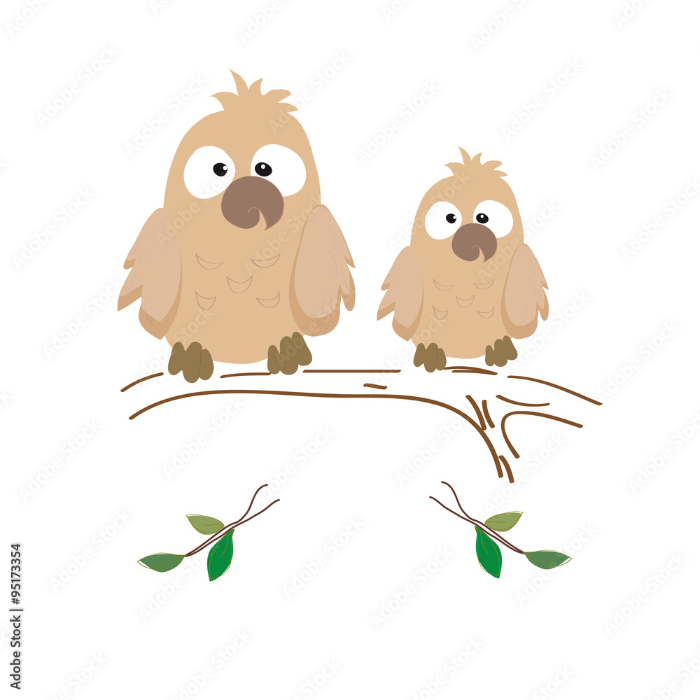 Obraz premium Two nestling owls