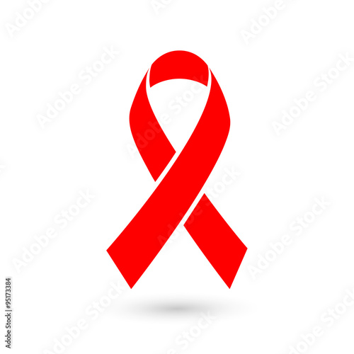 Stop AIDS - 1st December AIDS day template red ribbon on isolated background with shadow. Vector illustration EPS 10