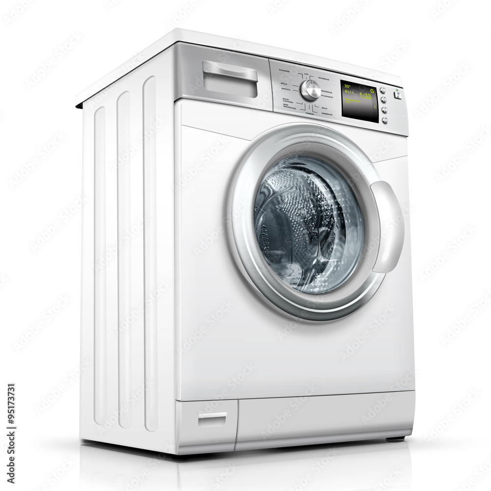Waschmaschine, Waschvollautomat weiss, silber, freigestellt Stock  Illustration | Adobe Stock