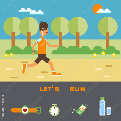 Man run in the park.
