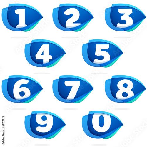 Numbers set with blue wing or eye.