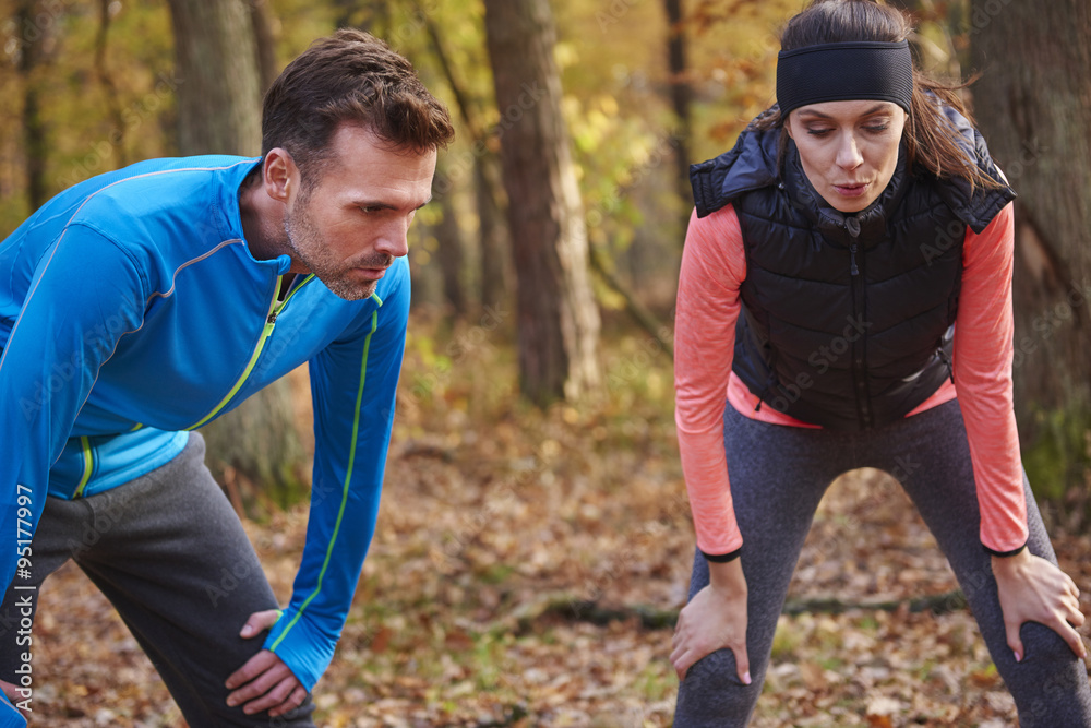 Fototapeta premium Short break during the jogging