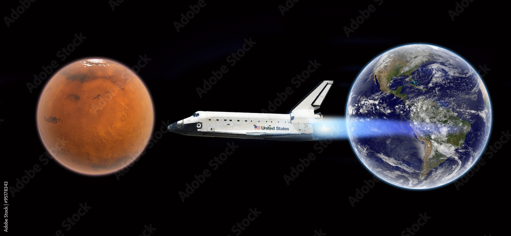 Fototapeta premium Flight to Mars - Elements of this image furnished by NASA