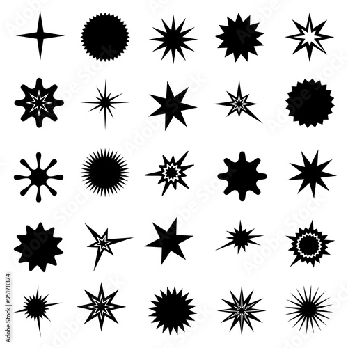 Set of vector stars, isolated vector illustration