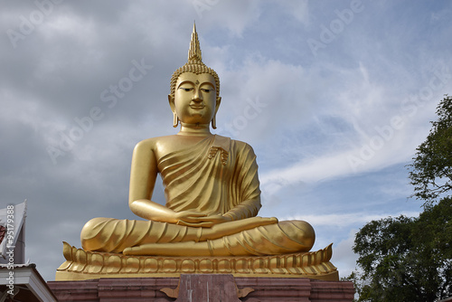 Big Buddha that art and beautiful culture.This temple at  Ubon Ratchathani province  Thailand .This public Thai temple in local area made from donation money from people in the village.