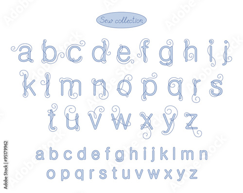 sew collection - lavender blue color embroidery letters