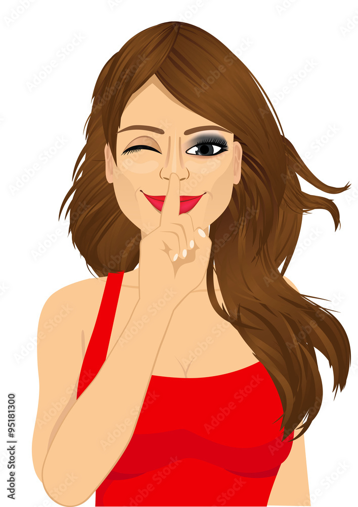 girl making silence or secret hand gesture girl making silence or secret hand gesture