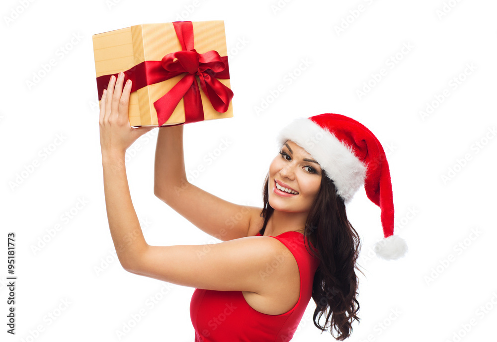 beautiful sexy woman in santa hat with gift box beautiful sexy woman in santa hat with gift box
