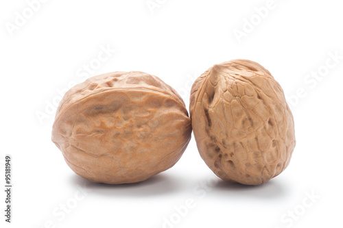 Fresh walnuts on a white background