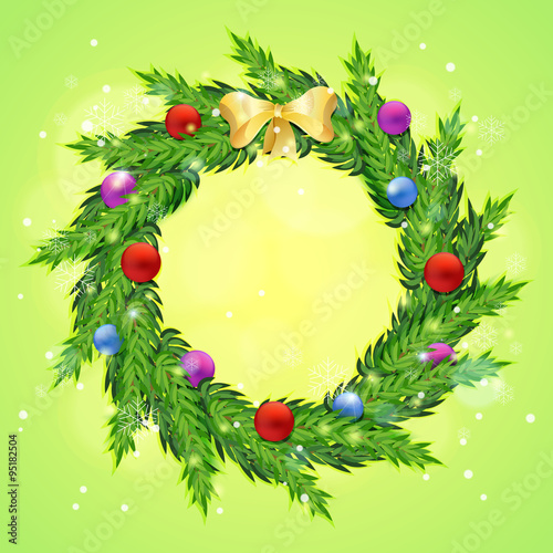 Fototapeta Naklejka Na Ścianę i Meble -  Christmas wreath with baubles