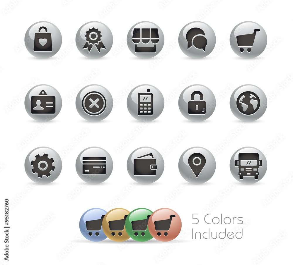 Online Store Icons // Metal Round Series - Vector file includes 5 color versions. Online Store Icons // Metal Round Series - Vector file includes 5 color versions.