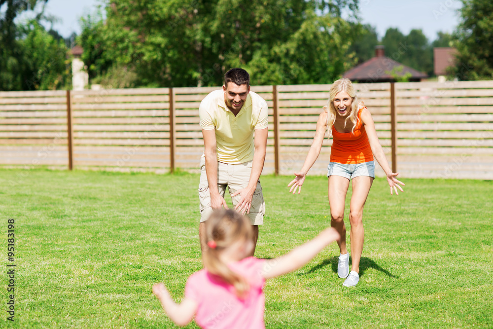 Fototapeta premium happy family playing outdoors