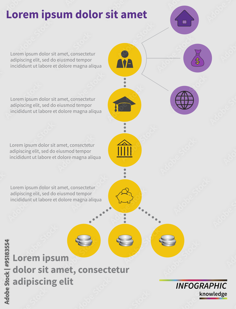 Step by step infographics. Learning process. Vector illustration