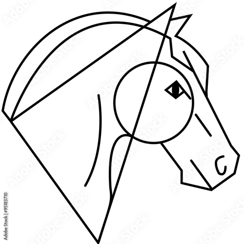 Dieser minimalistische Pferdekopf eignet sich als Logo und Werbemittel für sämtliche Reitsportveranstaltungen und Treffen von Pferdebesitzern.