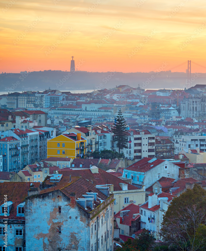 Fototapeta premium Lisbon at sunset, Portugal