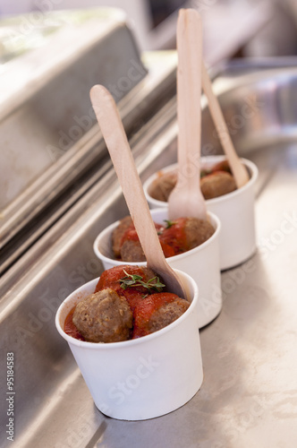 three meatballs cups/ new street food in Rome