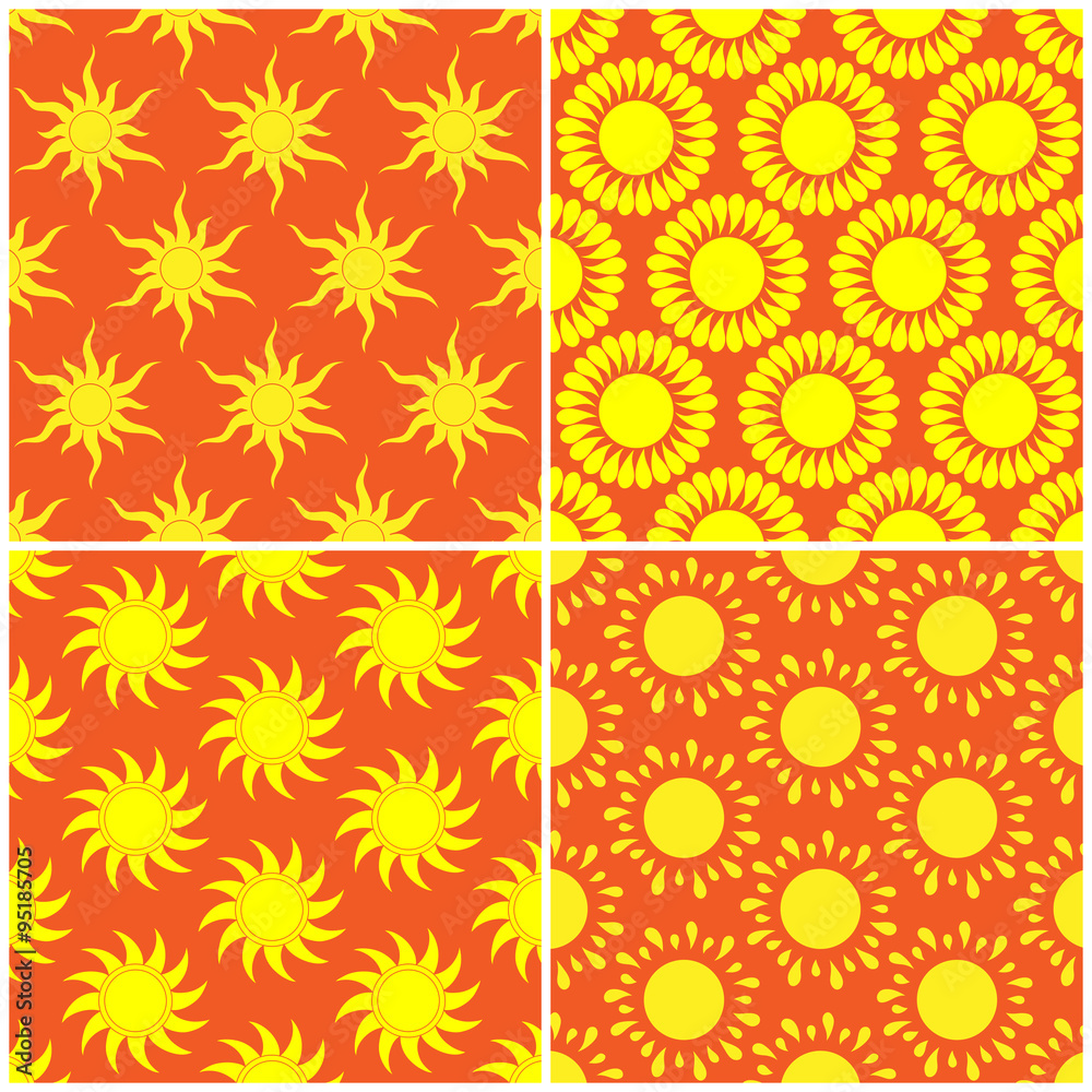 Set of Retro Seamless pattern with sun. Vector illustration. Set of Retro Seamless pattern with sun. Vector illustration.