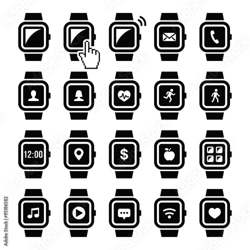 Smartwatch technology vector icons set