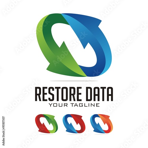 Recycle symbol or sign of arrow refresh, reload, rotation, packaging, loop sphere logo. Vector illustration design elements.