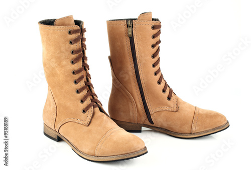 Women's brown boots with laces